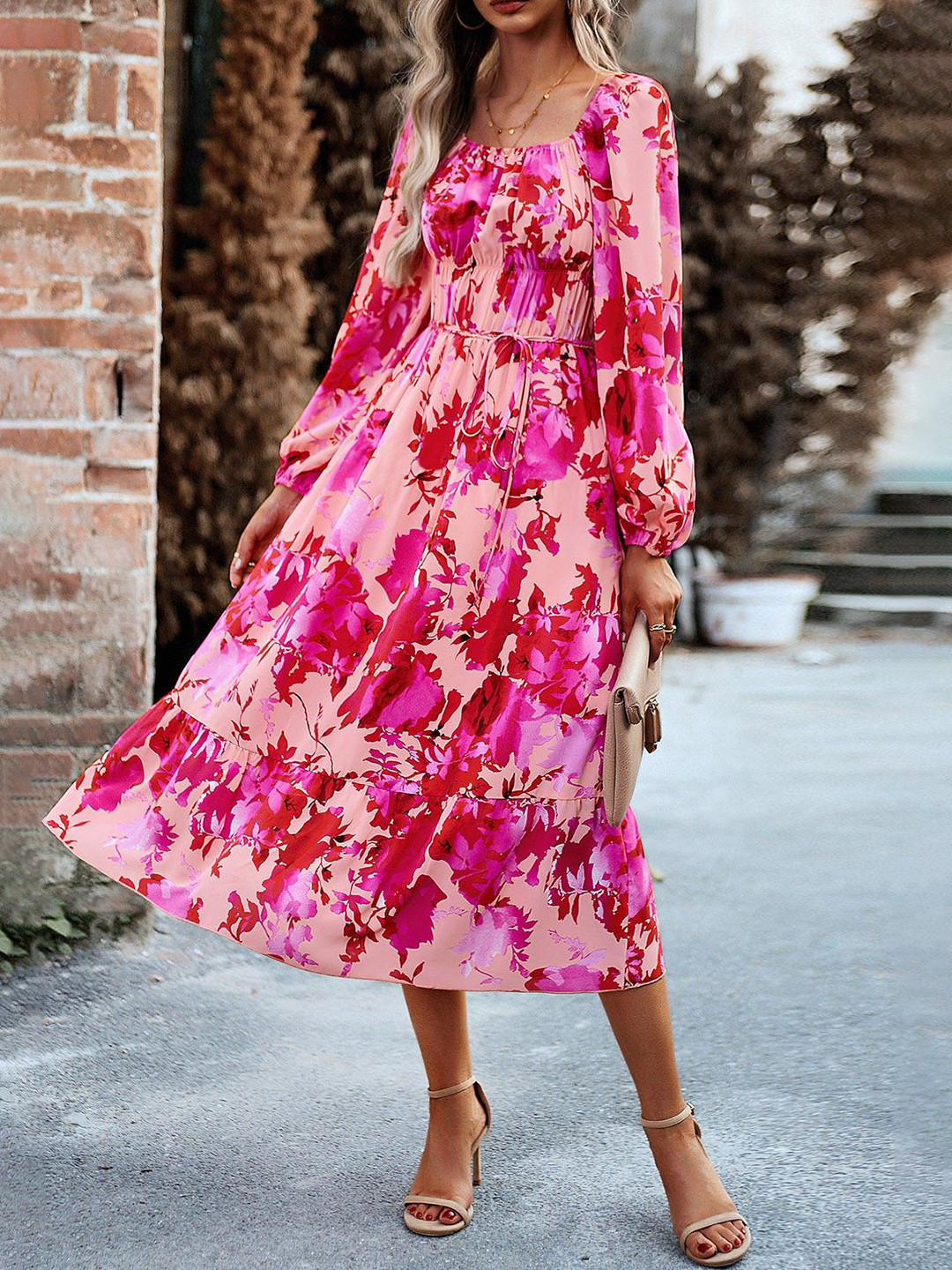

StyleCast Floral Printed A-Line Midi Dress, Pink