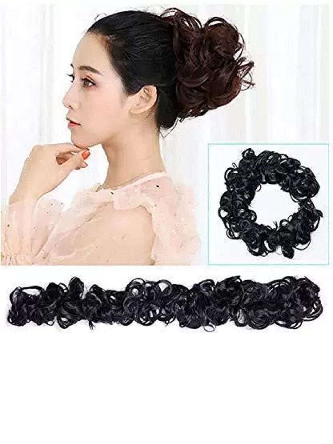 

HAVEREAM Tape In Bun Wavy Hair Extension - Black - 24 Inch