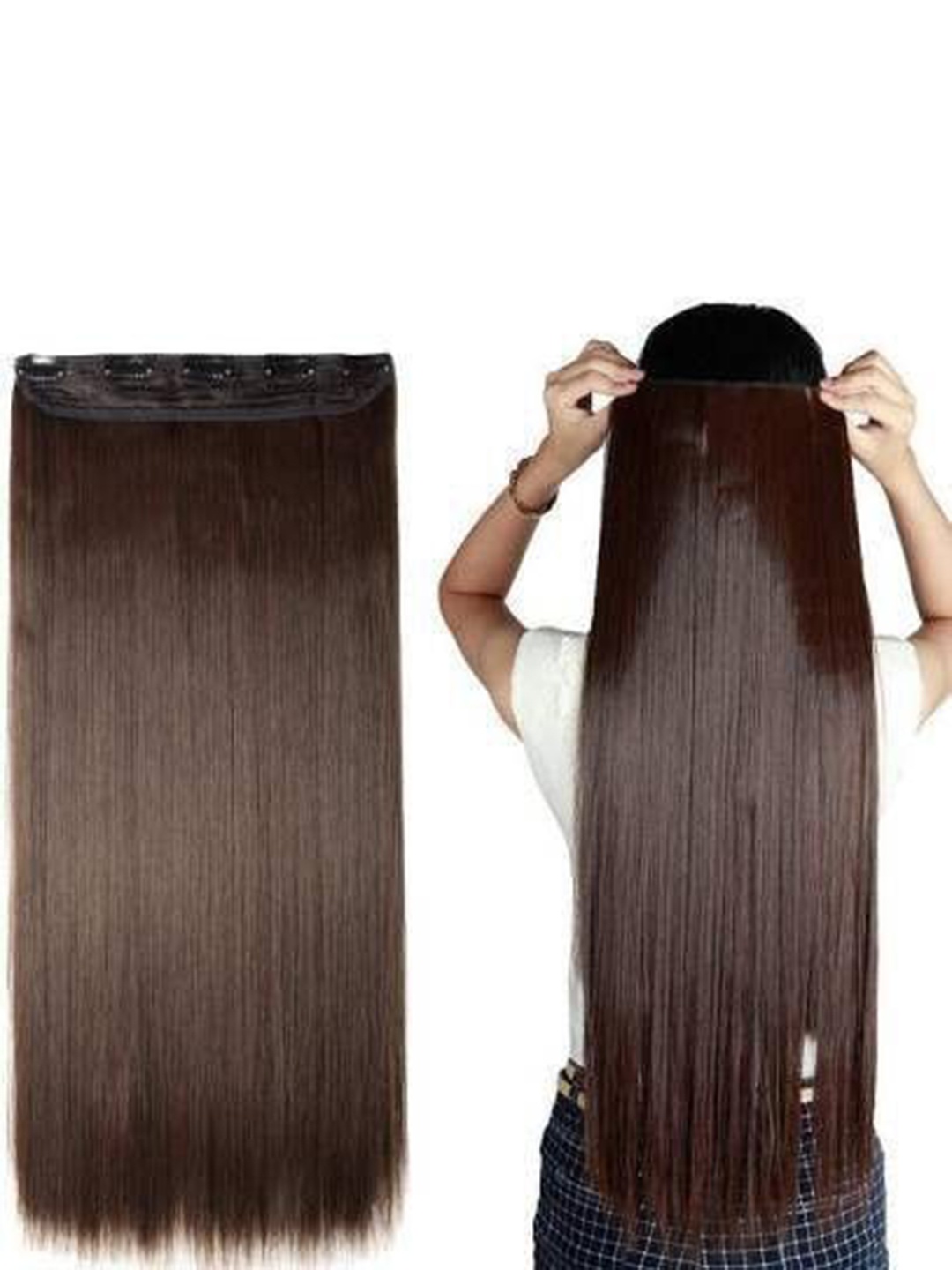 

ABRISH Clip-In Straight Locks Hair Extension - 24 Inch - Brown