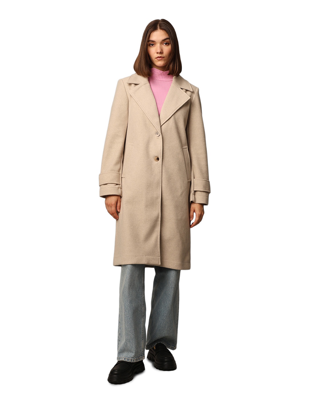 

ONLY Women Single-Breasted Overcoat, Beige