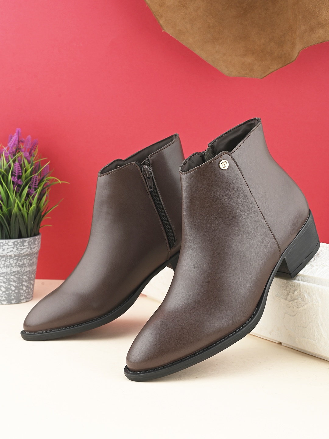

El Paso Women Casual Block-Heeled Chelsea Boots, Brown