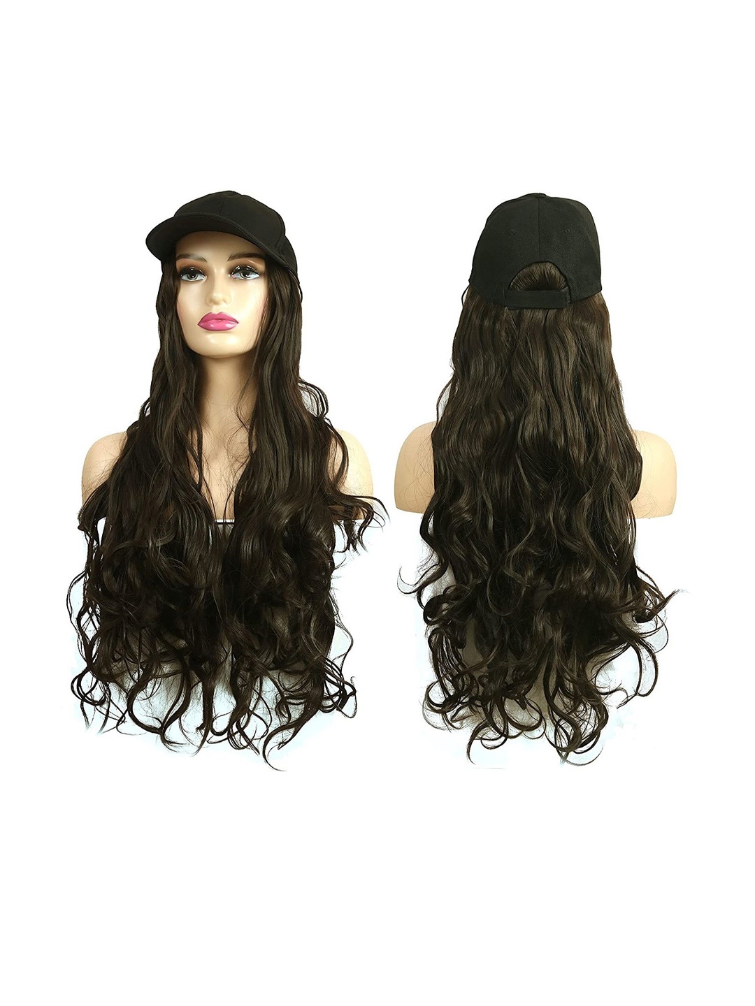 

SHENY Clip-In Toupee Curly Hair Extension With Hat - Brown - 61 Cm