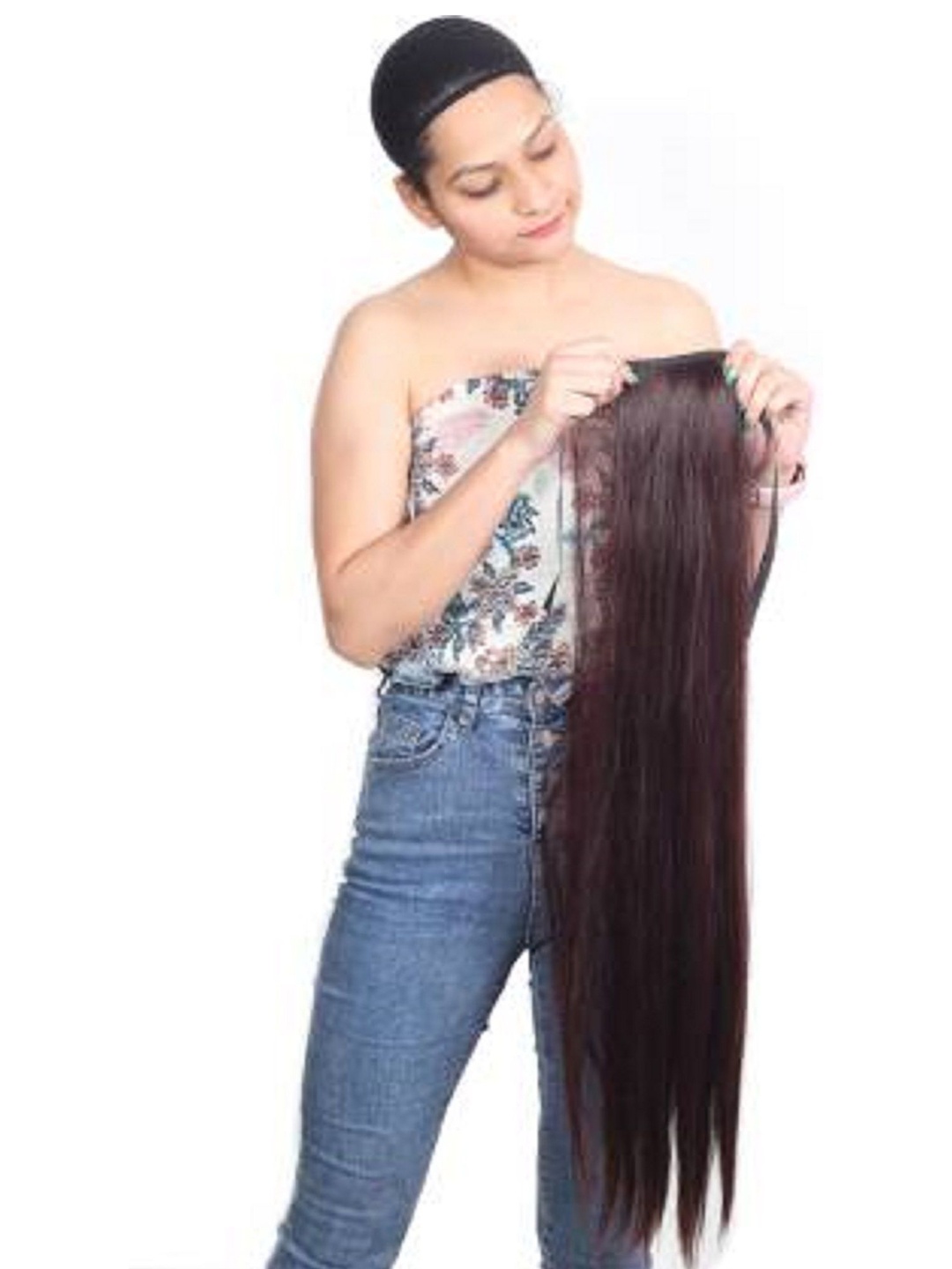

ABRISH Tape-In Straight Ponytail Hair Extension - Brown - 24 Inch
