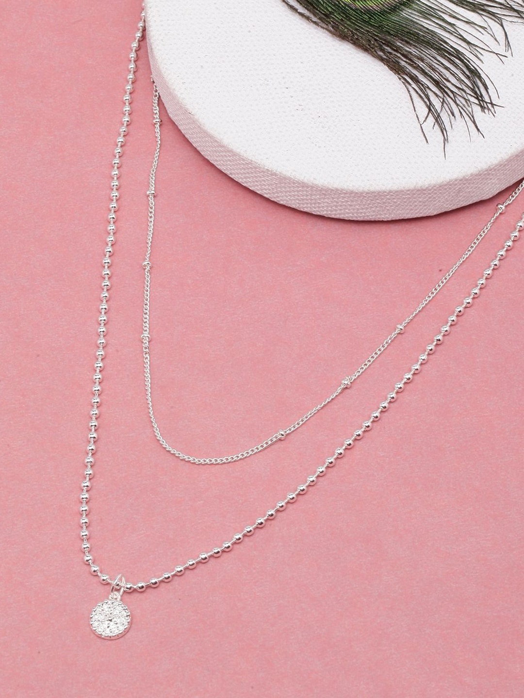 

KPOP Brass Silver-Plated Layered Necklace