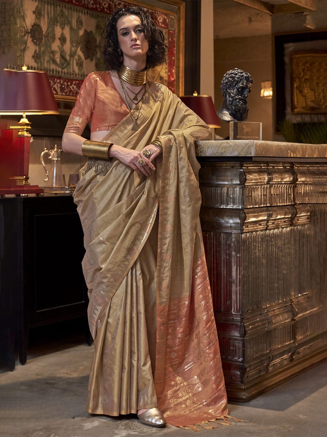 

MySilkLove Woven Design Zari Saree, Brown