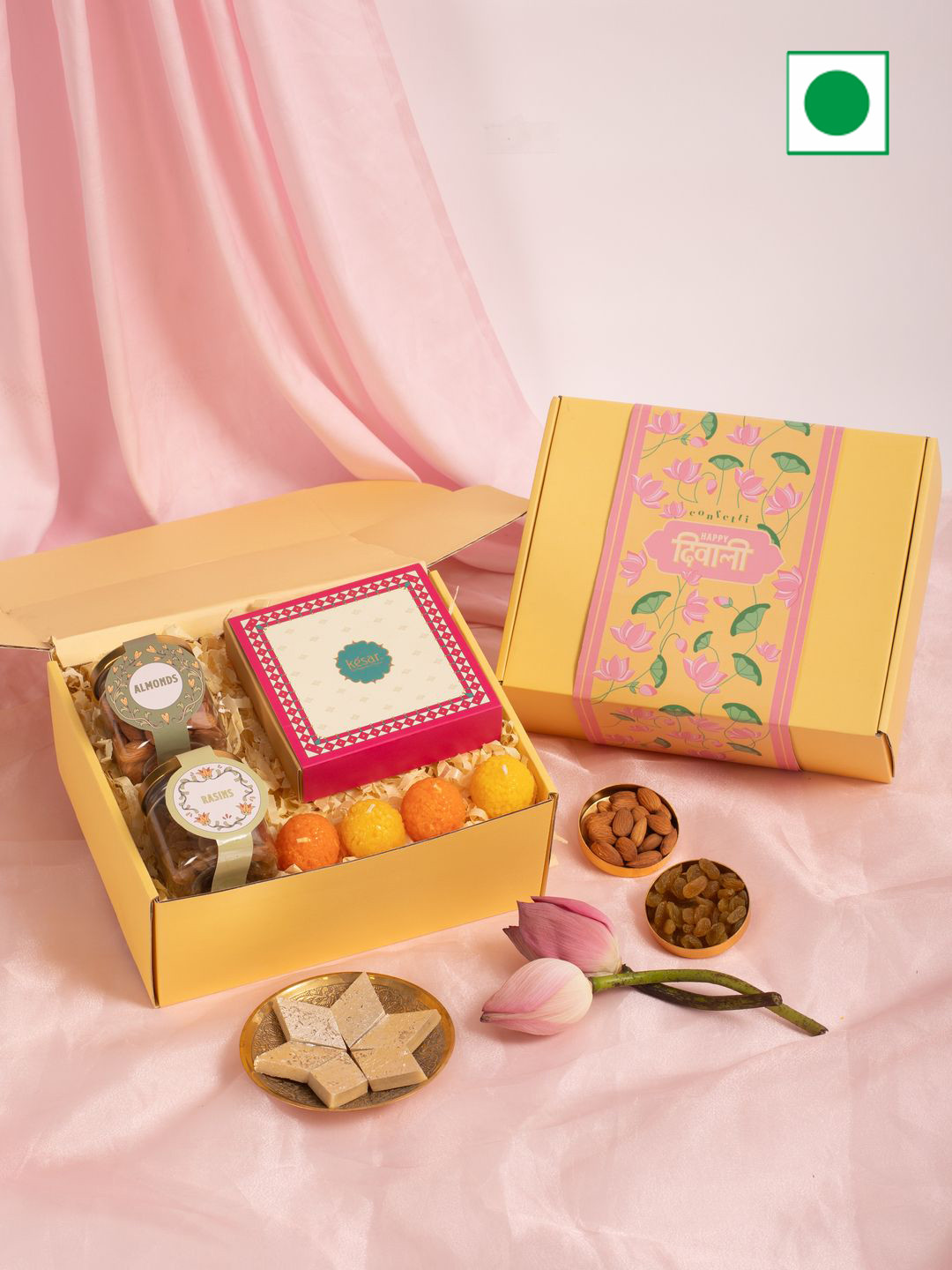 

Confetti Gifts Set of 6 Assorted Dry Fruits Diwali Gifts, Yellow