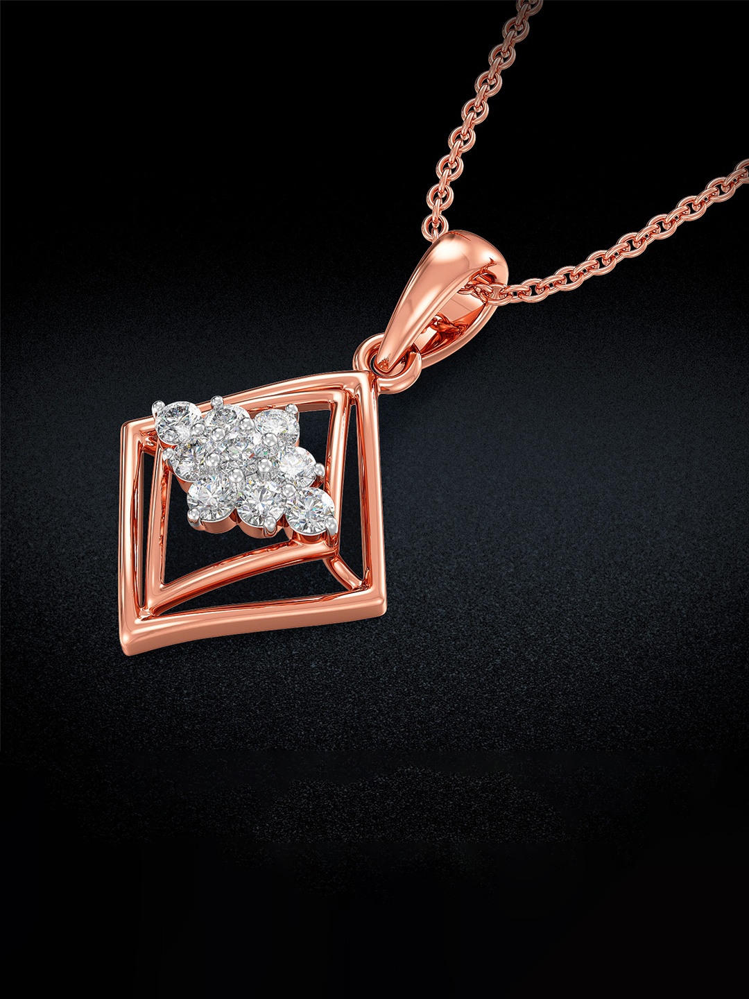 

Joyalukkas Women 18KT (750) Radiant Cut Pendant With Diamonds- 2.971g, Rose gold