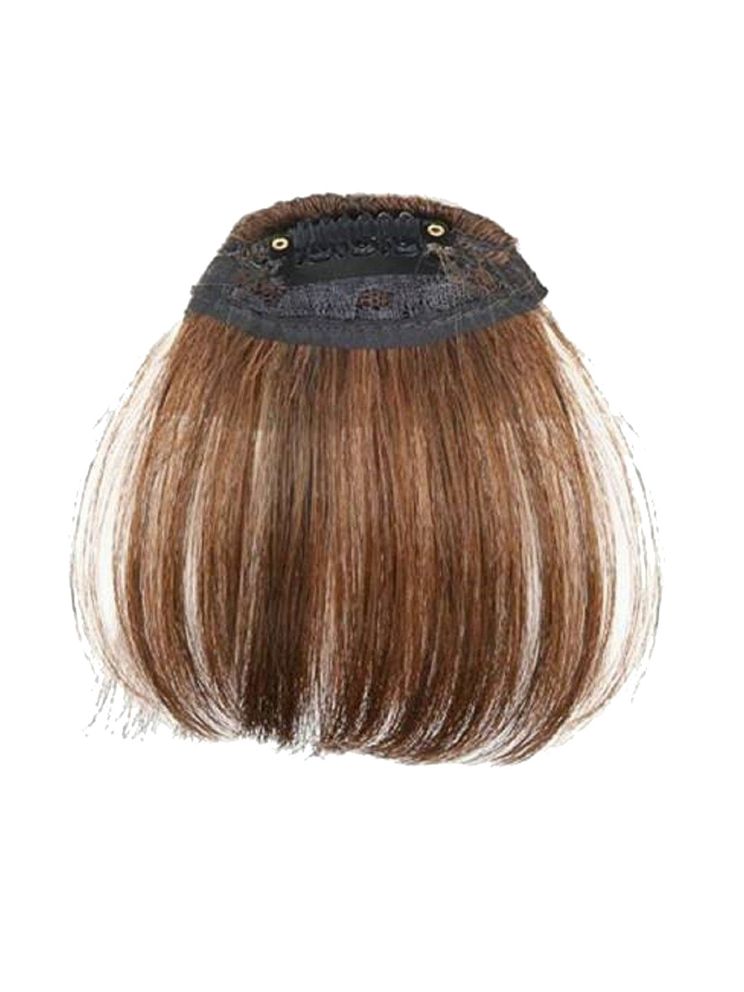 

ABRISH Clip-In Straight Bang Scalp Topper Hair Extension - Golden Highlight - 10 Inch, Gold