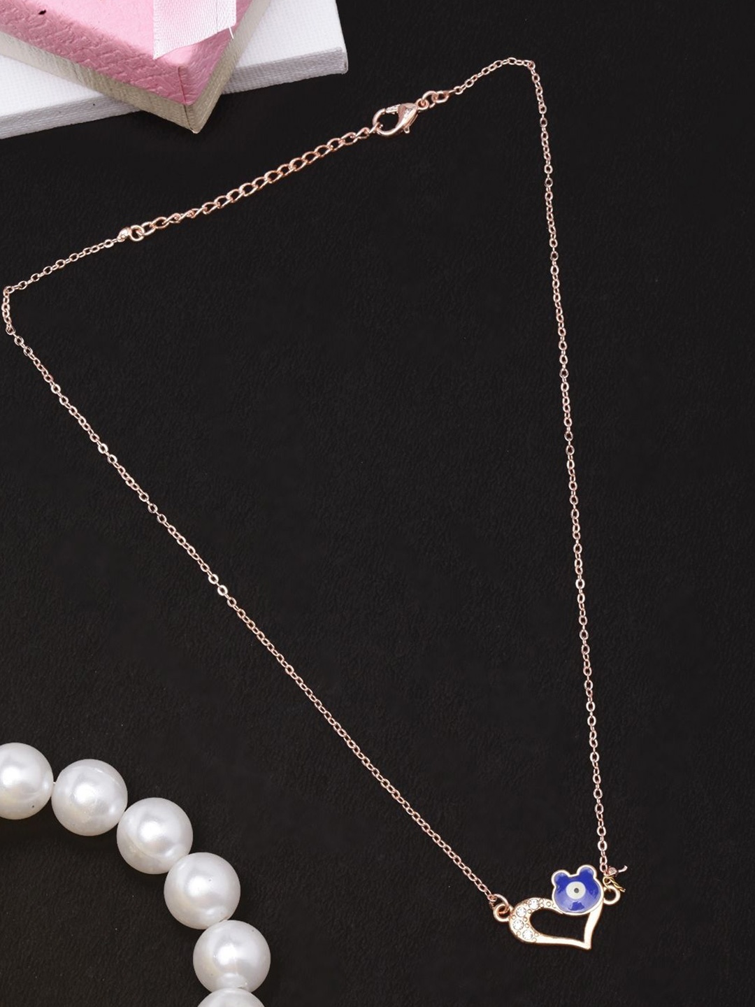 

KPOP Brass Rose Gold-Plated Enamelled Necklace