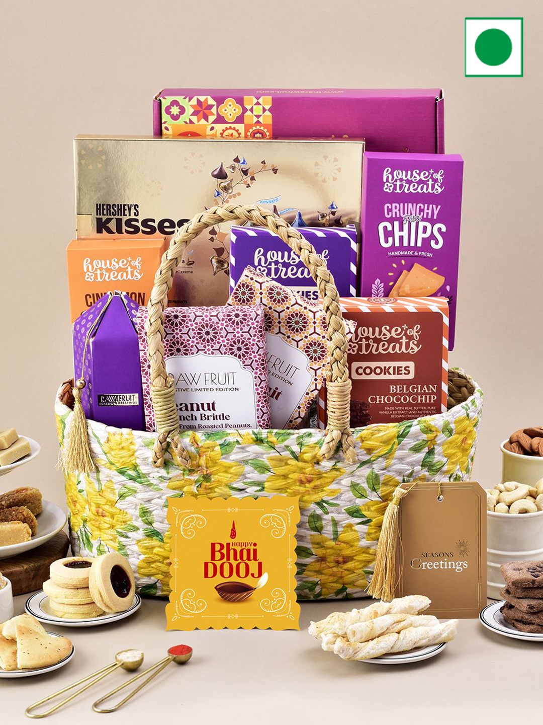 

RawFruit Bhai Dooj Dry fruits, Sweet & Cookies Gift Pack, Brown
