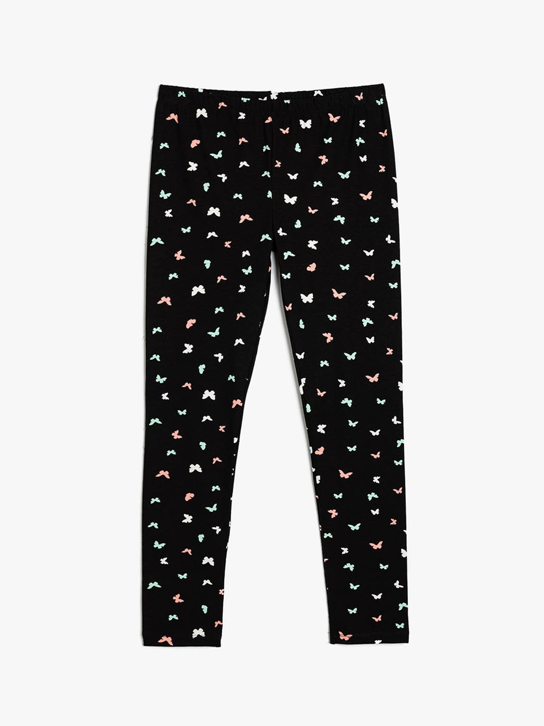 

Koton Girls Printed Cotton Ankle Length Leggings, Black