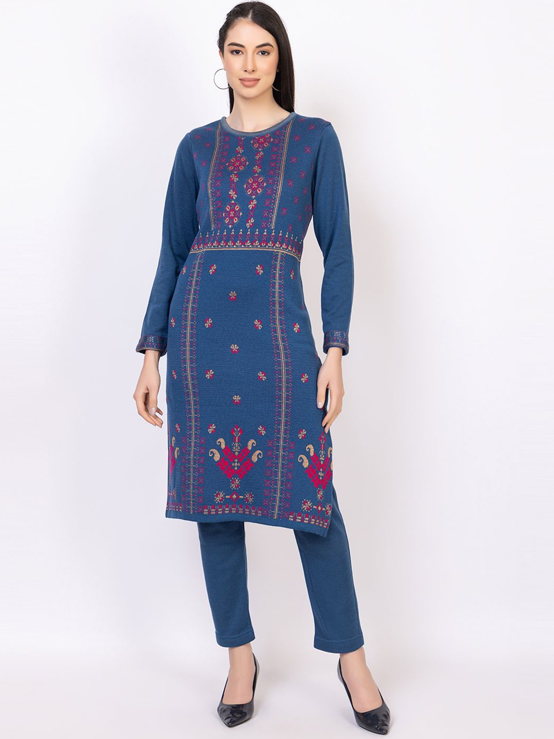 

KEIKO Women Ethnic Motifs Jacquard Kurta, Blue