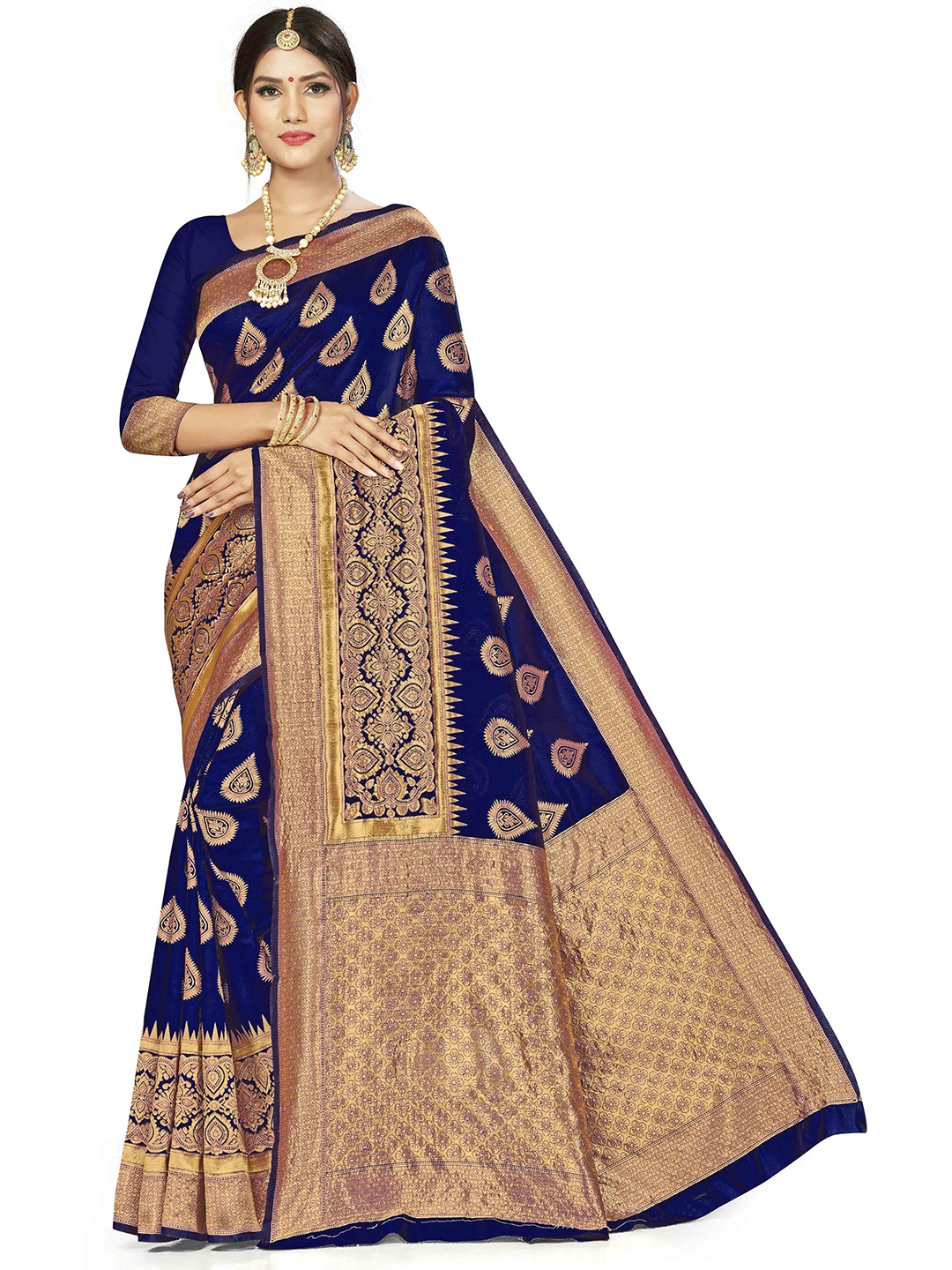 

Maroosh Woven Design Zari Banarasi Saree, Navy blue