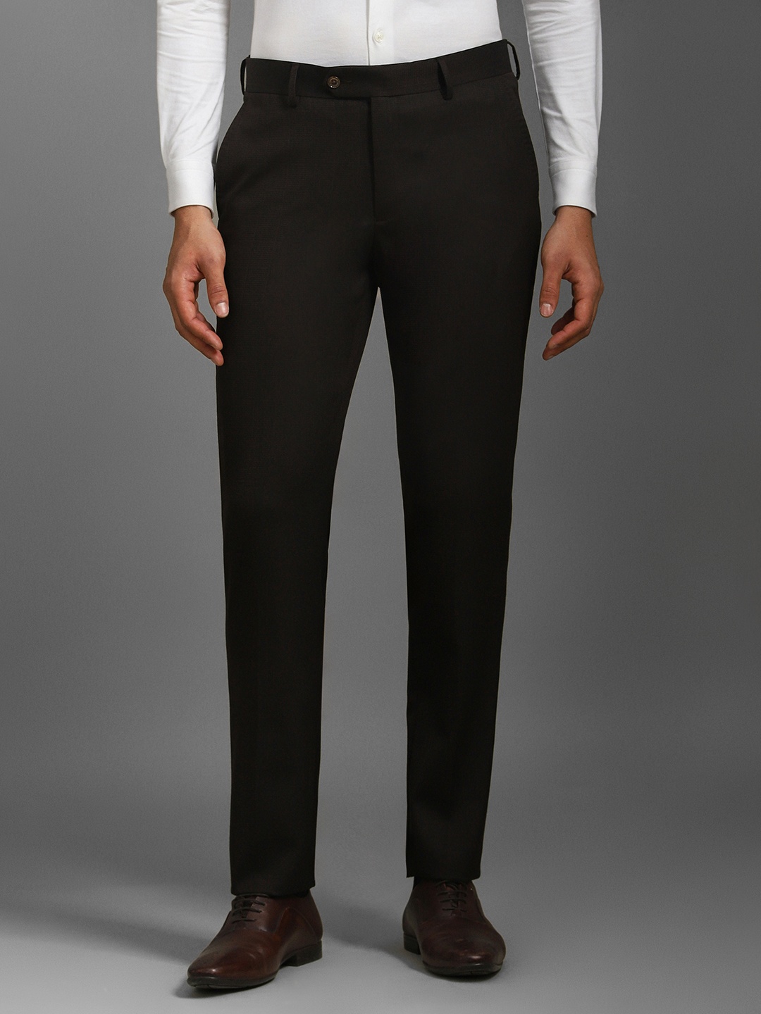 

Louis Philippe Men Checked Slim Fit Trousers, Brown