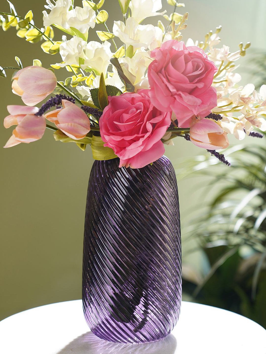 

Pure Home and Living Purple Swirl Textured Glass Vase