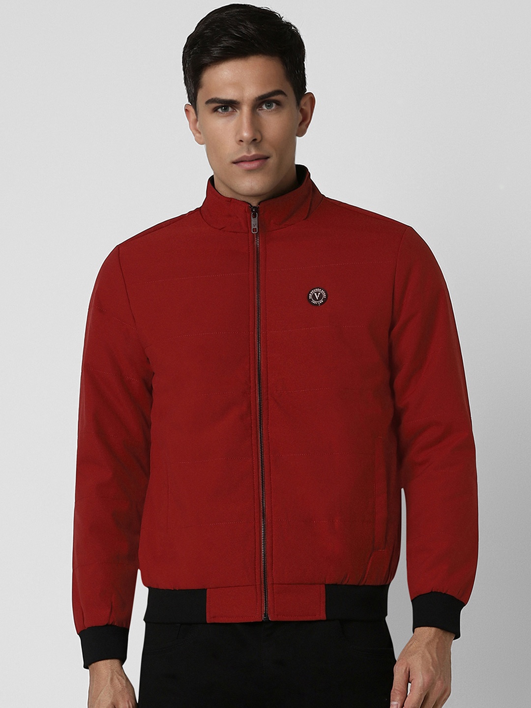 

Van Heusen Sport Men Solid Mock Collar Open Front Jacket, Red