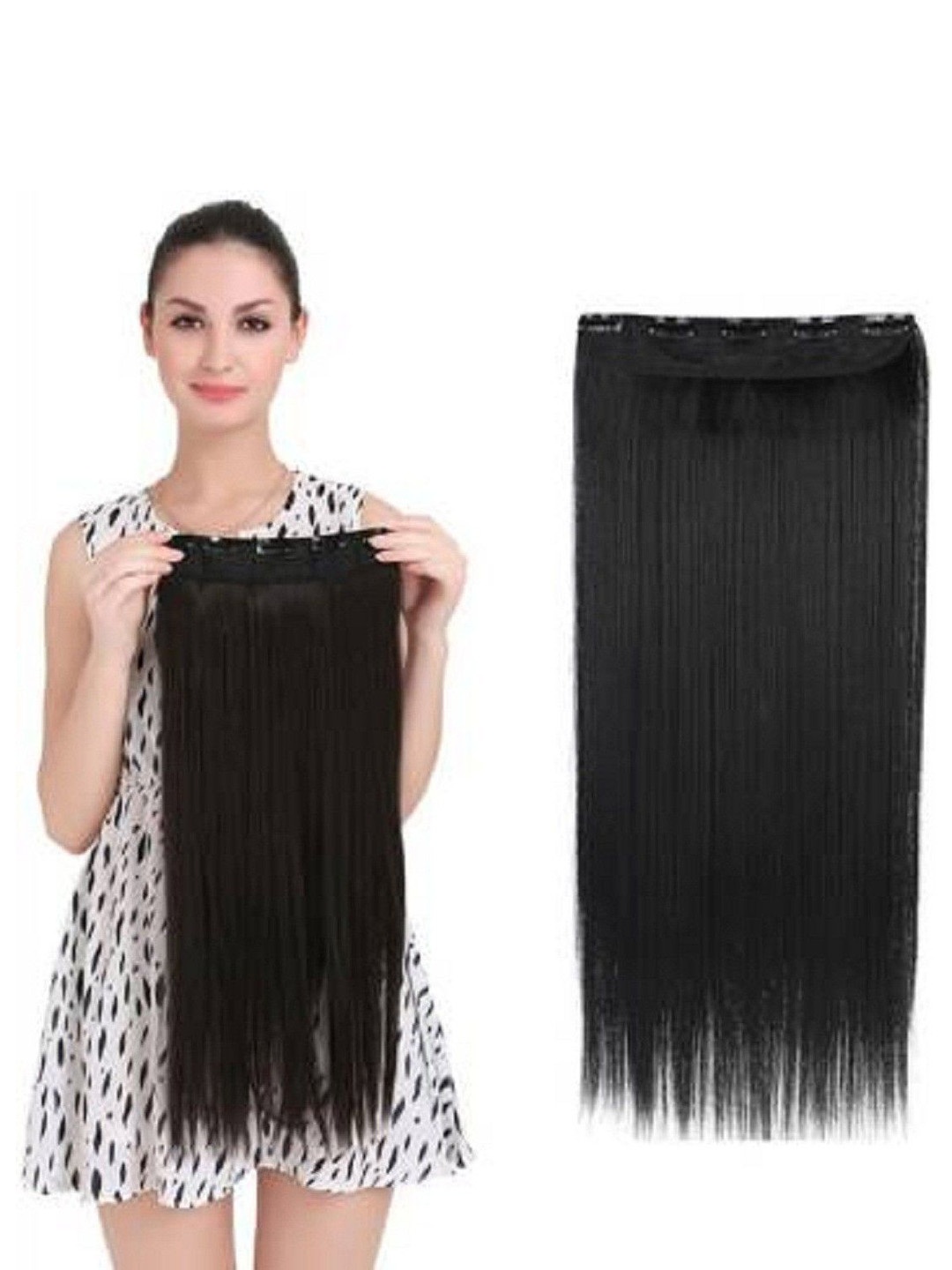 

ABRISH Clip In Locks Straight Hair Extension - Black - 24 Inch