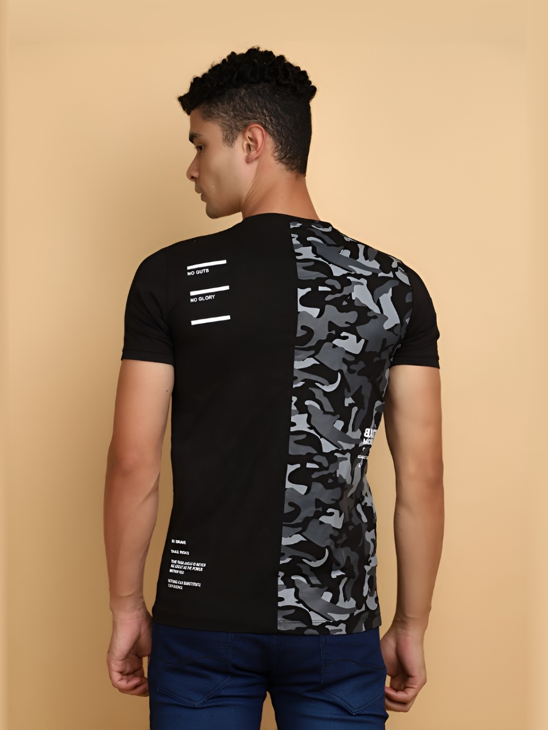 

V-Mart Men Graphic Printed Round Neck Cotton T-shirt, Black