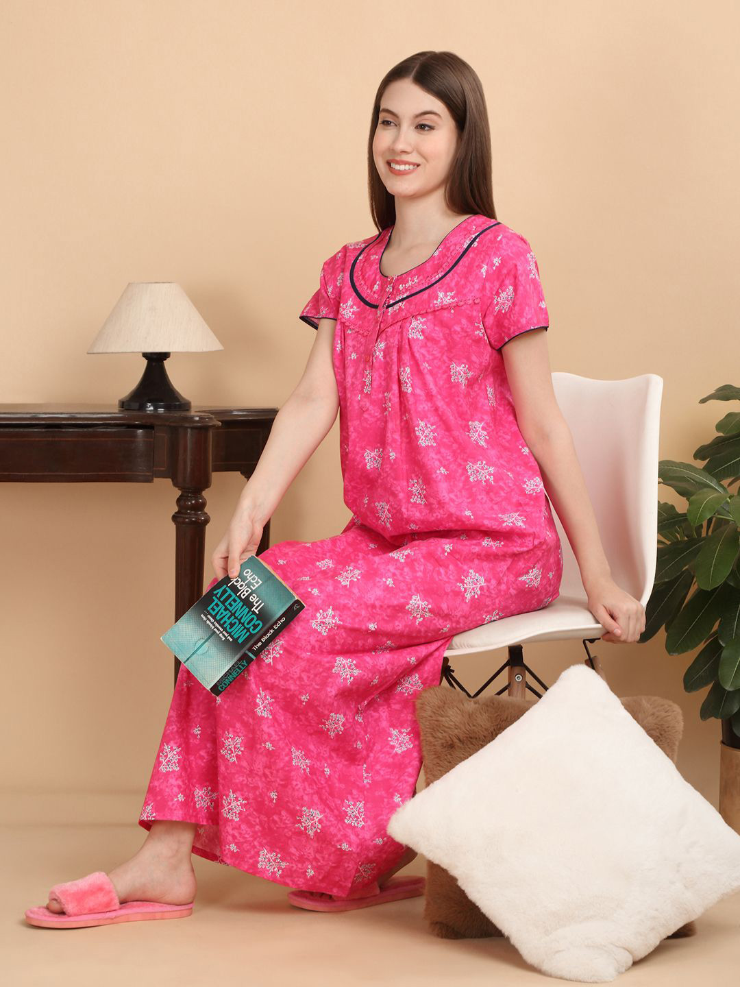 

Sweet Dreams Women Everyday Pure Cotton Nightdress, Pink