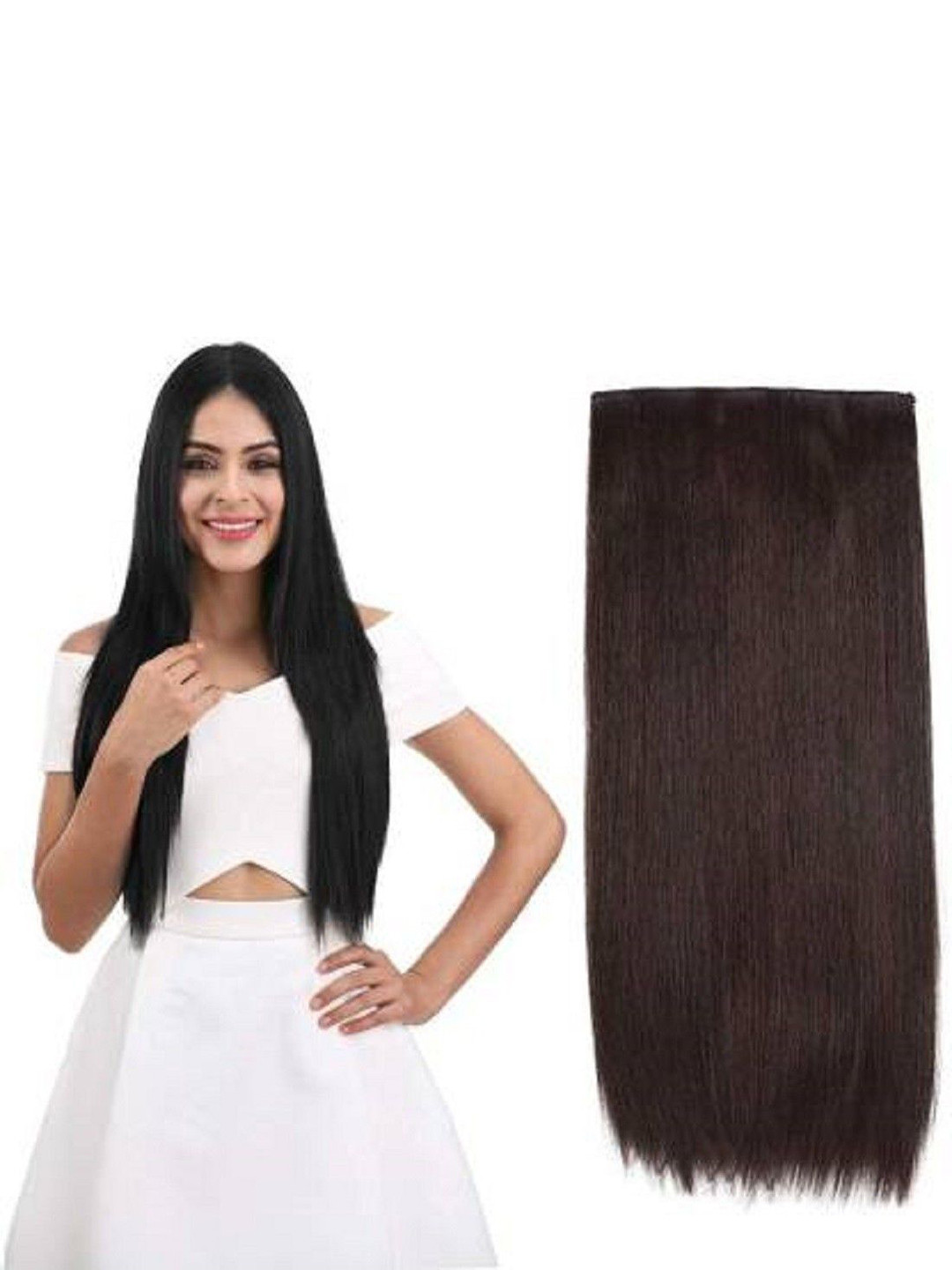 

HAVEREAM Clip In Locks Straight Hair Extension - Brown - 24 Inch