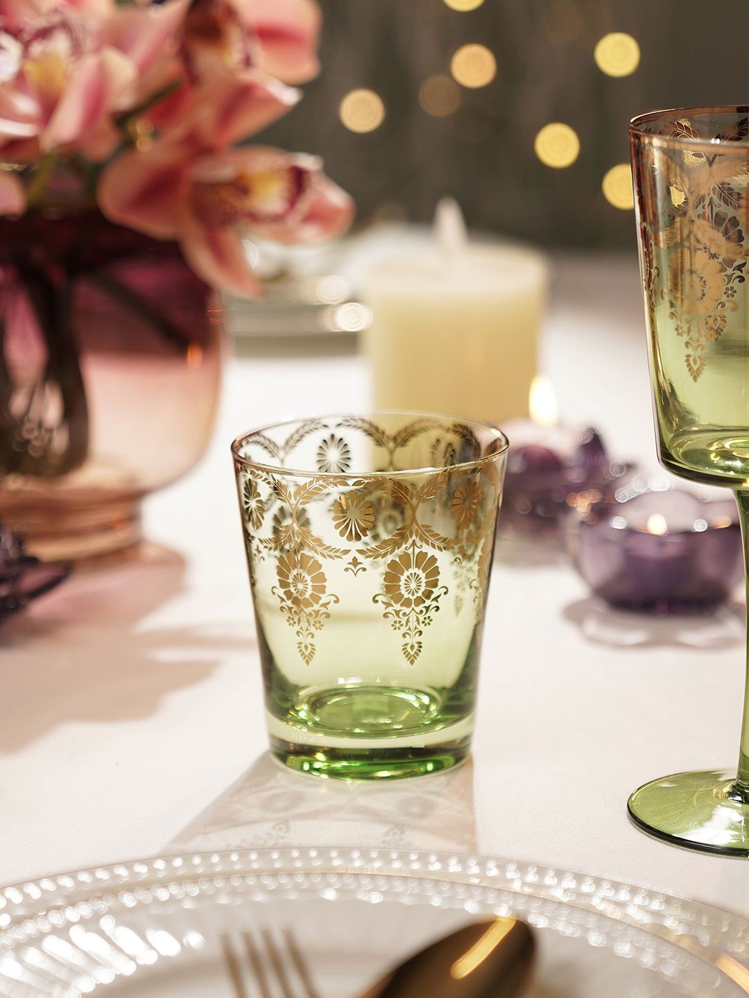 

Pure Home and Living Gold-Toned & Green 2 Pieces Water Glasses