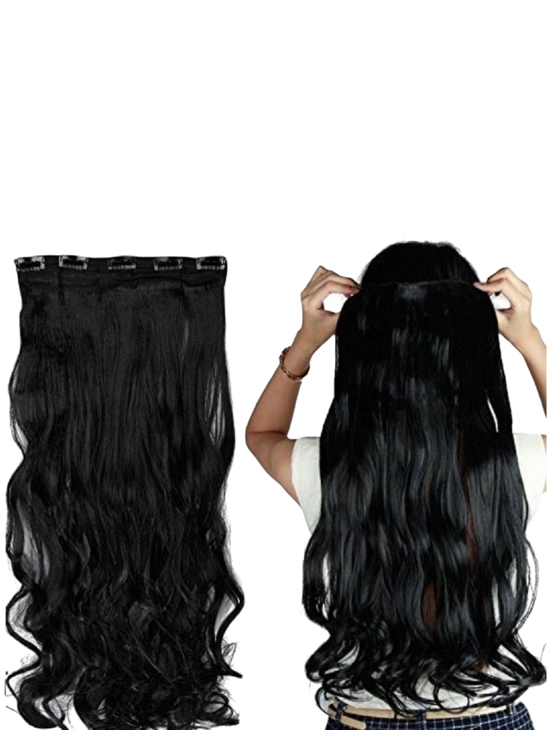 

HAVEREAM Clip-In Waterproof Wavy Locks Hair Extension - Black - 24 Inch