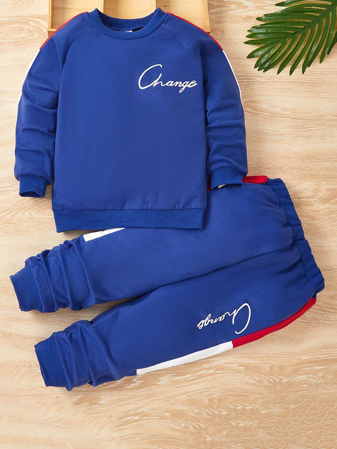 

INCLUD Boys Printed Sweatshirt With Pant Set, Blue