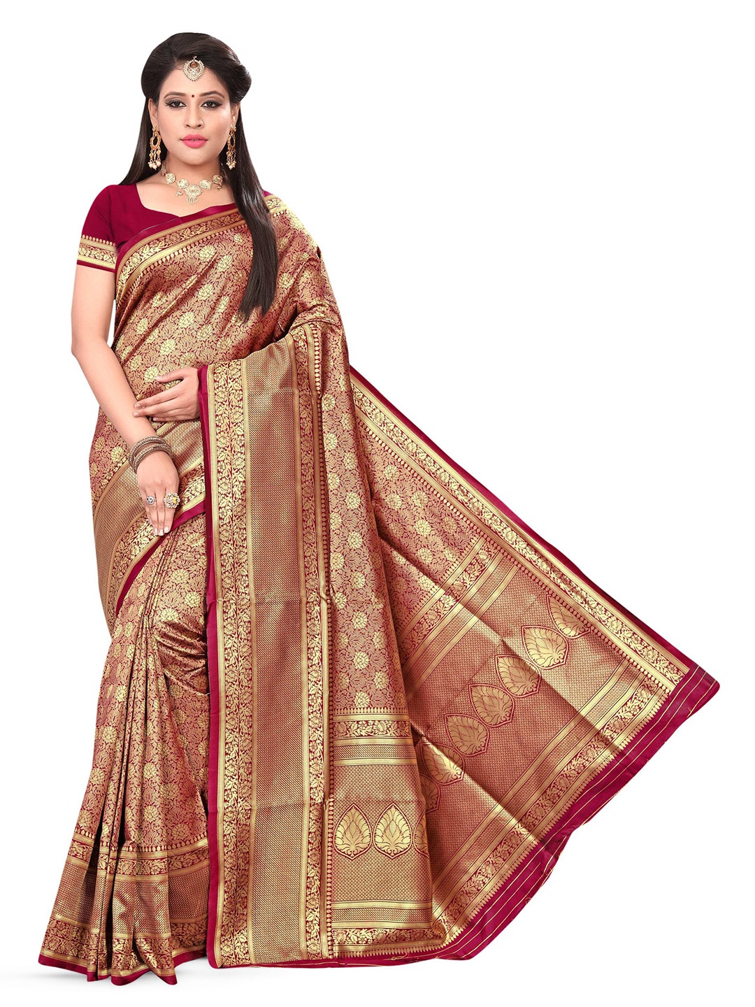 

Maroosh Woven Design Zari Banarasi Saree, Maroon