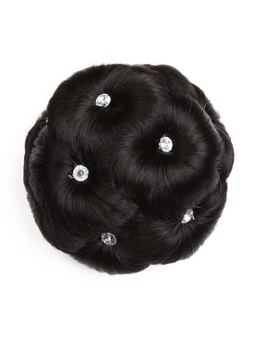 

HAVEREAM Clip In Bun Stone Studded Straight Hair Extension - Black - 14 Inch