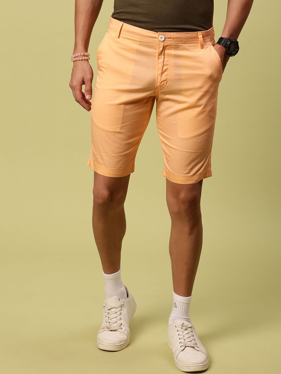 

Urban Dog Men Pure Cotton Mid-Rise Chino Shorts, Peach