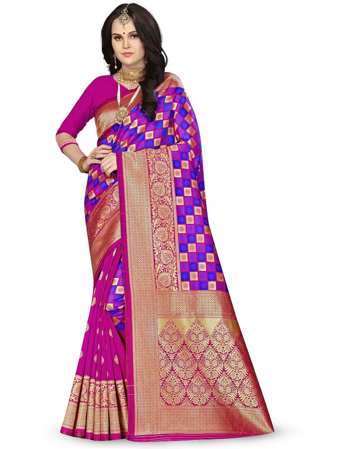

Maroosh Woven Design Zari Banarasi Saree, Blue