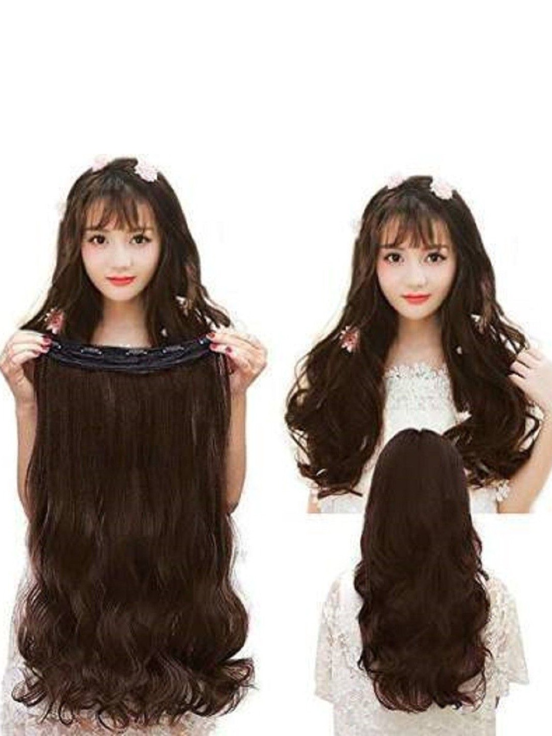 

HAVEREAM Clip-In Wavy Toupee Hair Extension - Brown - 24 Inch