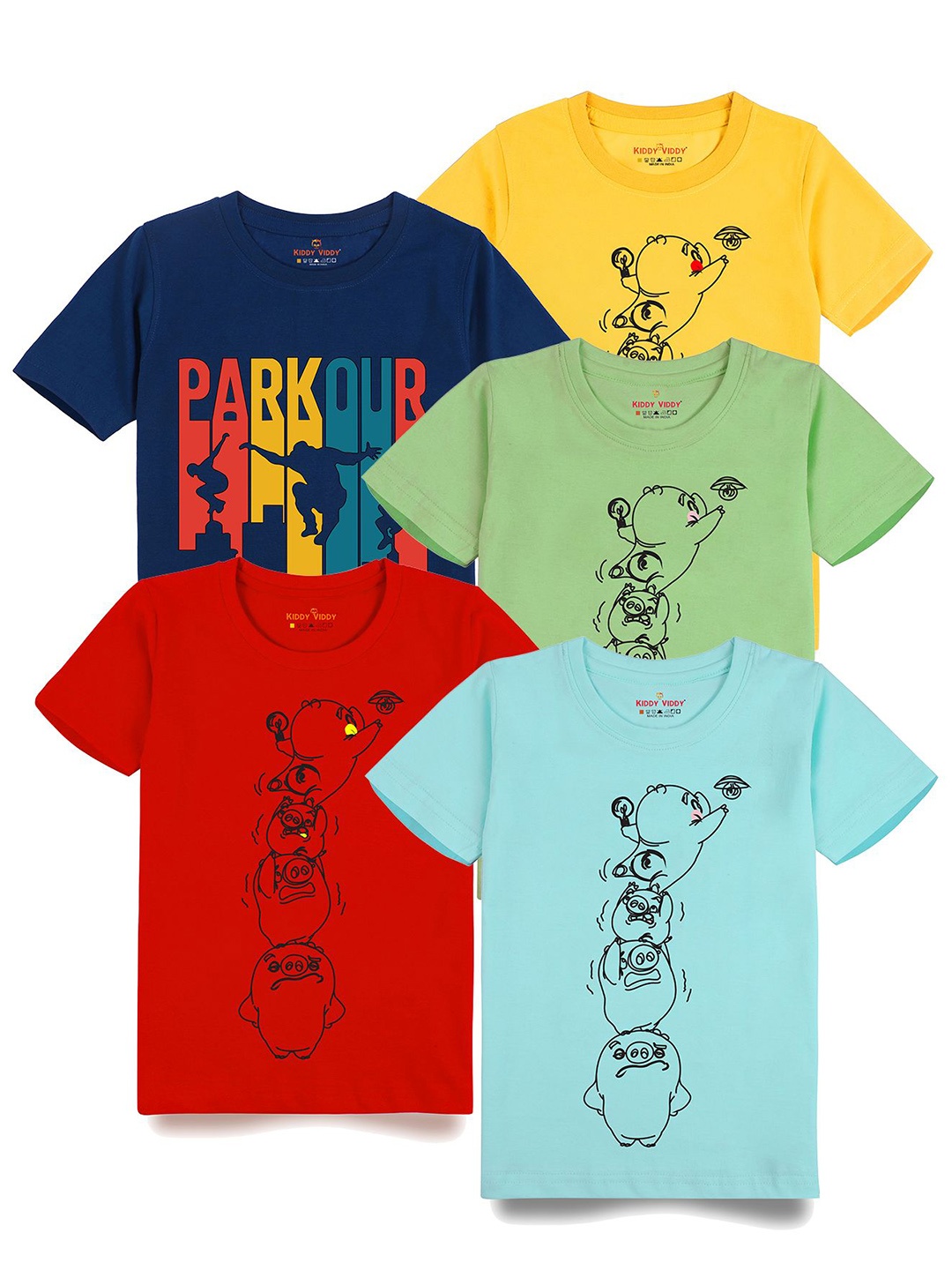 

AUSK Boys 5 Printed T-shirt, Lime green