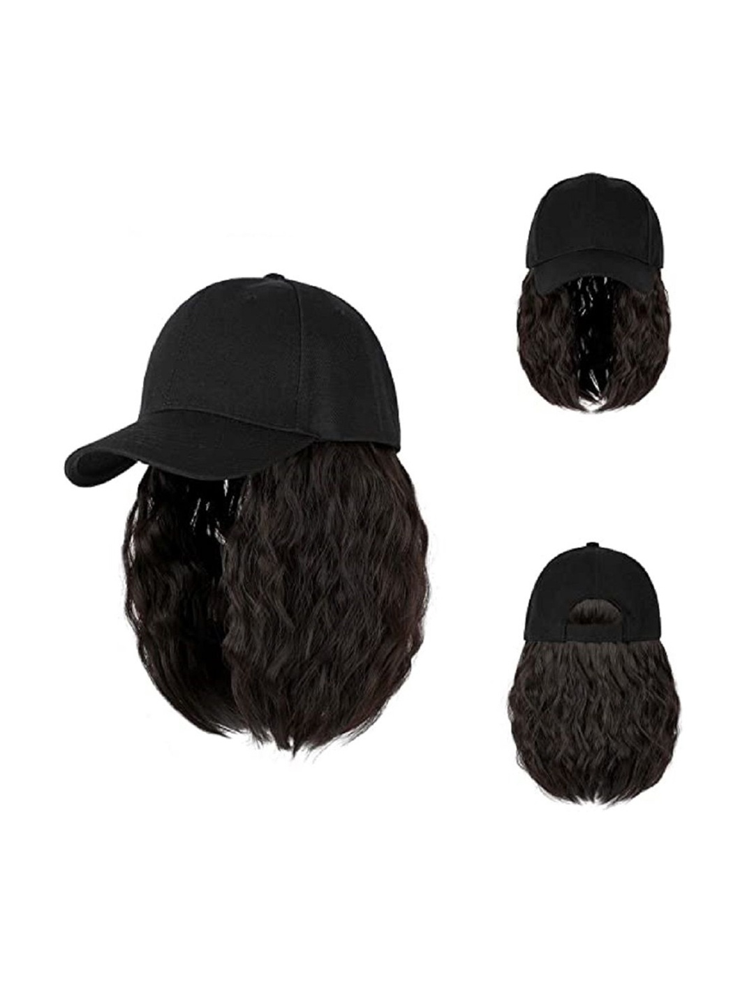 

SHENY Curly Toupee Hair Extension With Hat - Black - 25 Cm