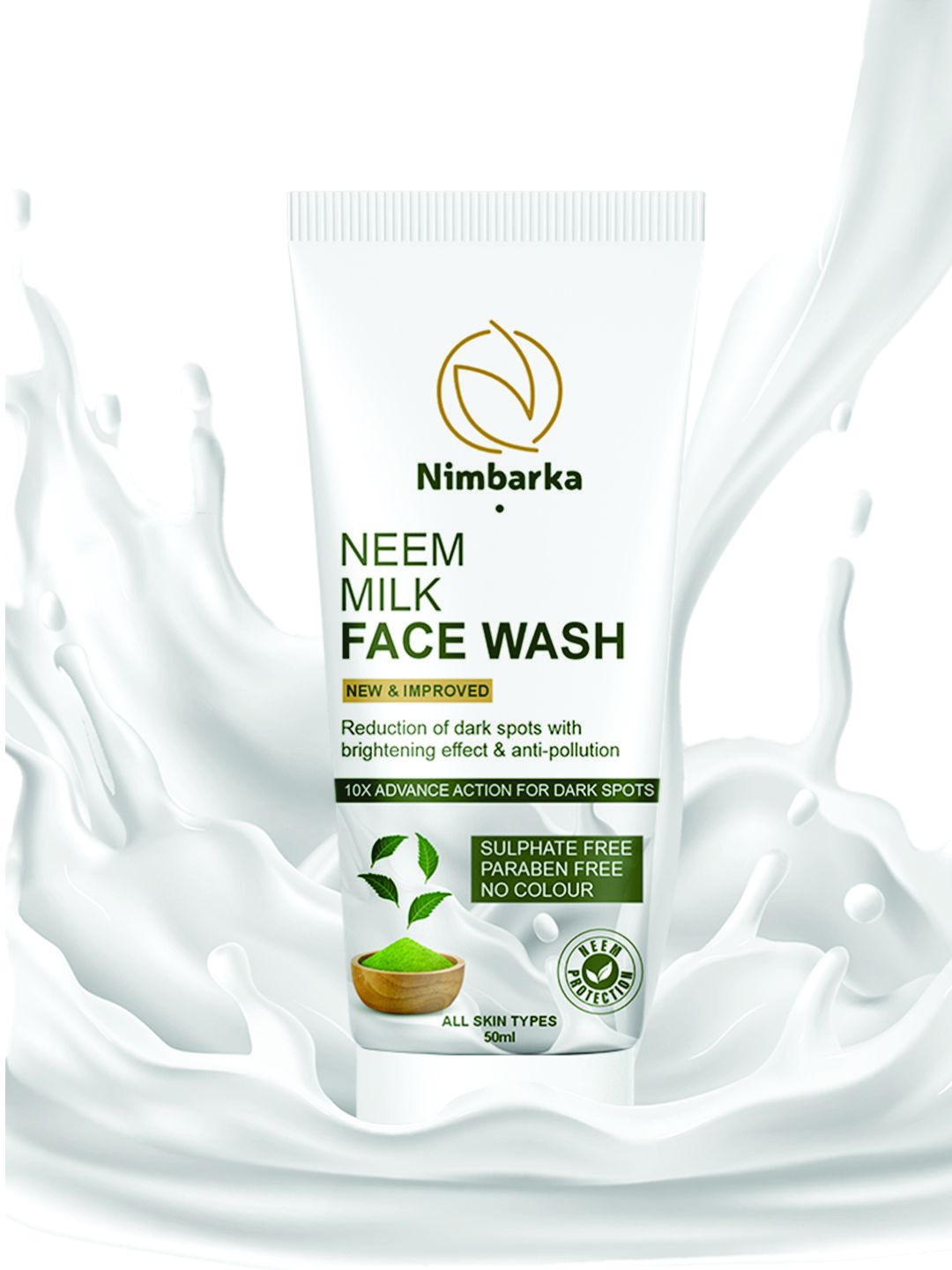 

Nimbarka All Skin Types New & Improved Neem & Milk Face Wash Sulphate Free - 50 ml, White