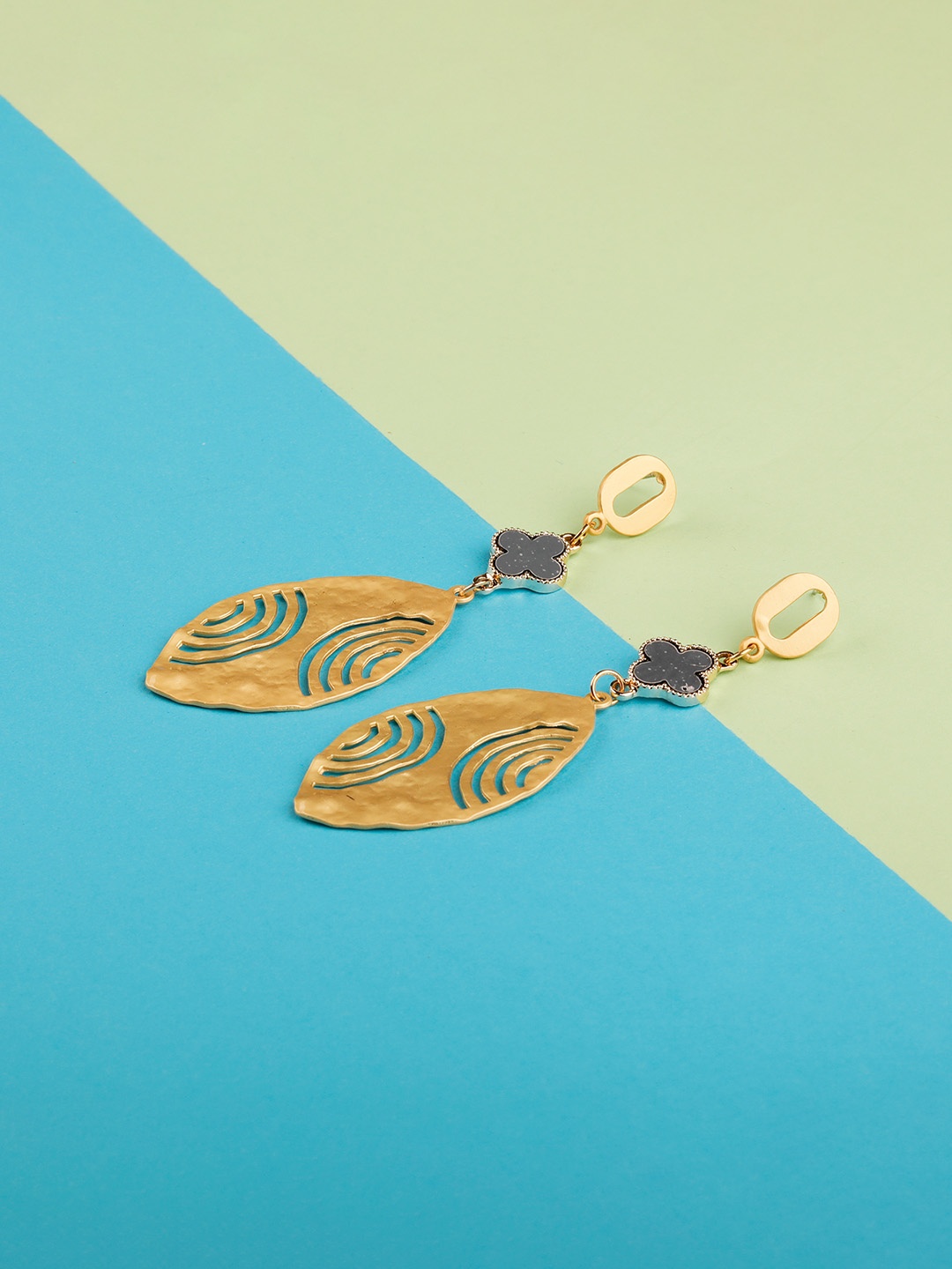 

Silver Shine Contemporary Drop Earrings, Gold