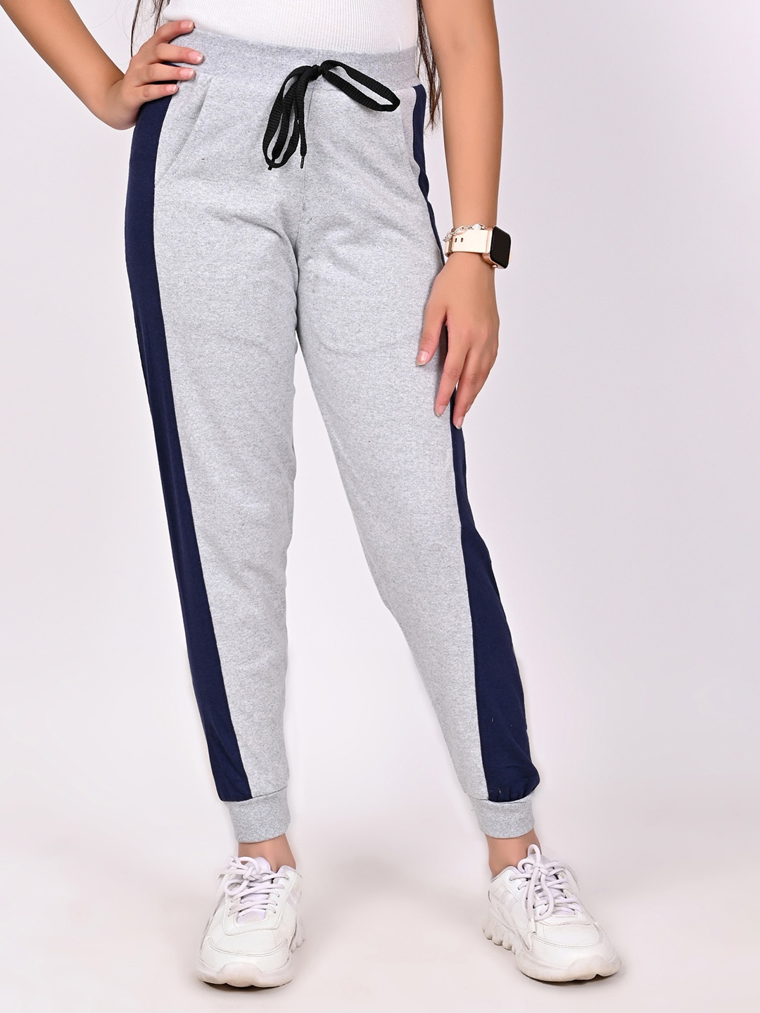 

BAESD Girls Cotton Mid Rise Joggers, Grey melange