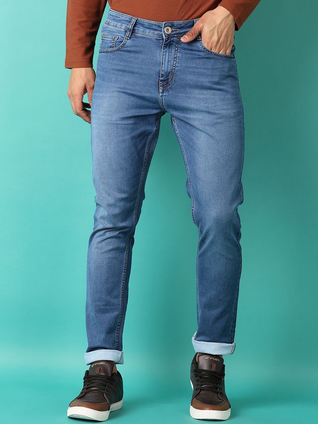 

V-Mart Men Skinny Fit Light Fade Stretchable Jeans, Blue