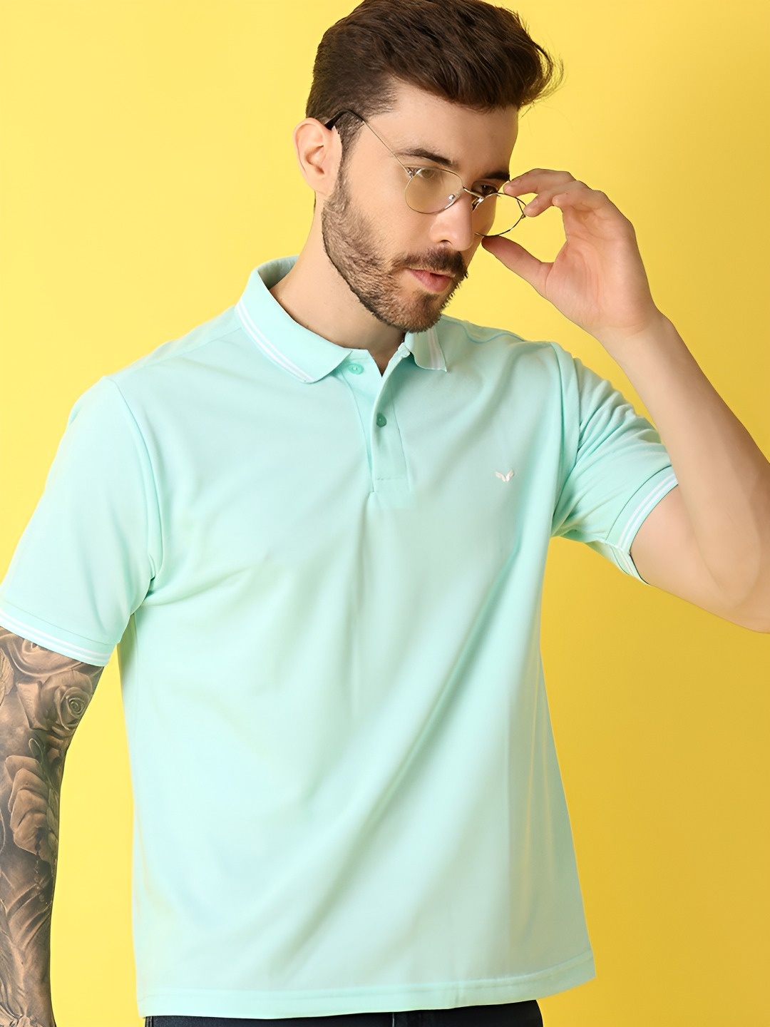 

V-Mart Men Solid Polo Collar Cotton T-shirt, Green