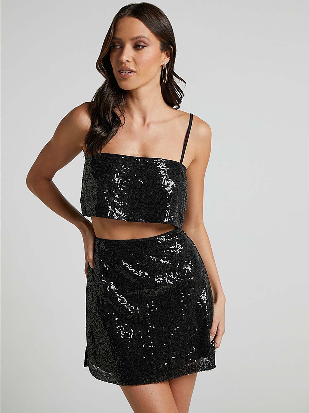 

LULU & SKY Women Embellished Top With Skirts Co-Ords, Black