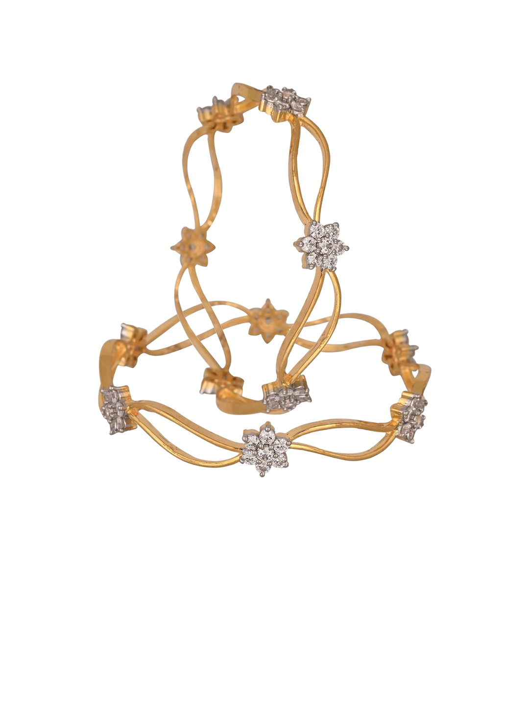 

RATNAVALI JEWELS Set Of 2 Gold-Plated AD-Studded Bangles