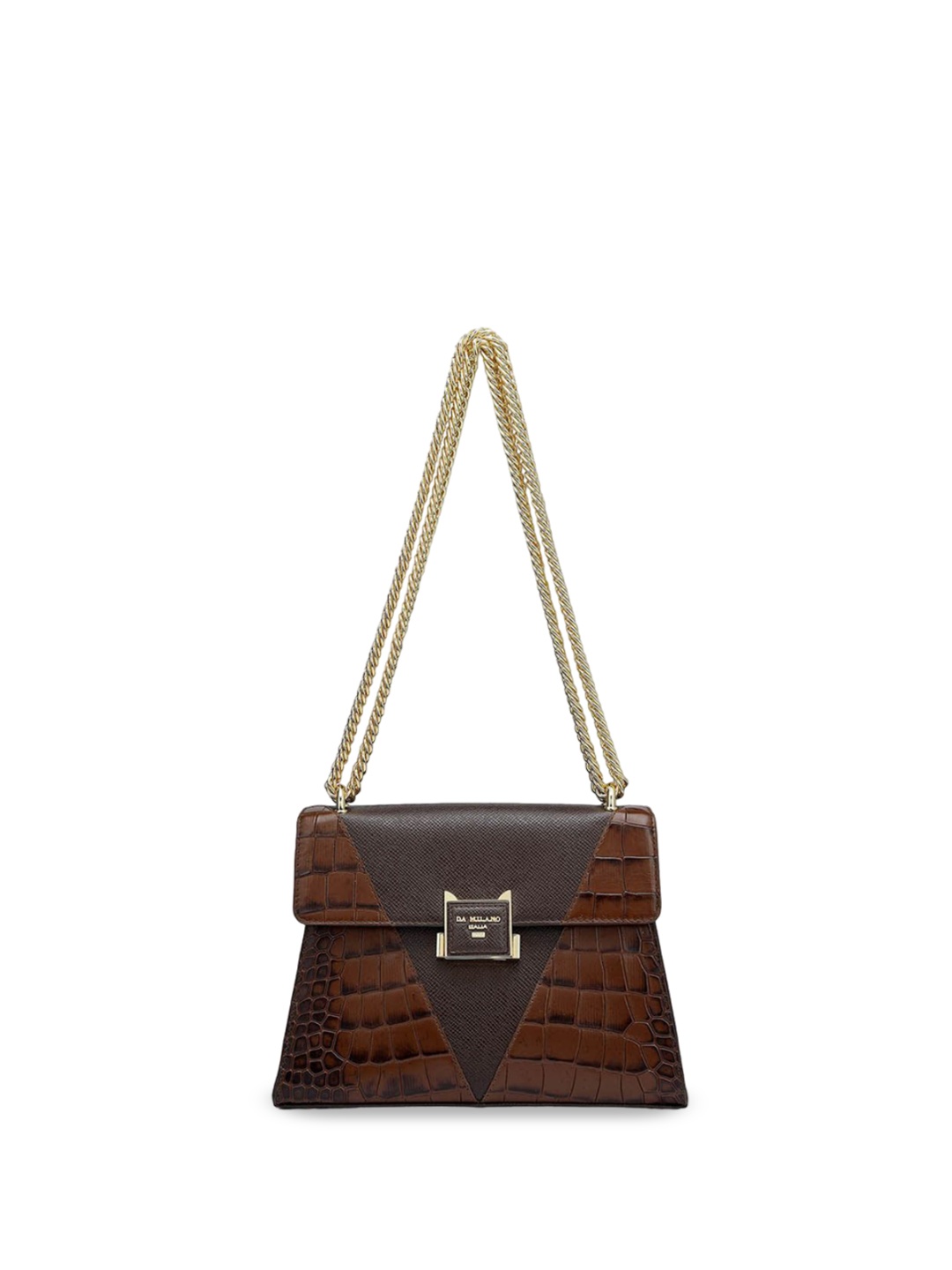

Da Milano Women Textured Leather Sling Bag, Brown