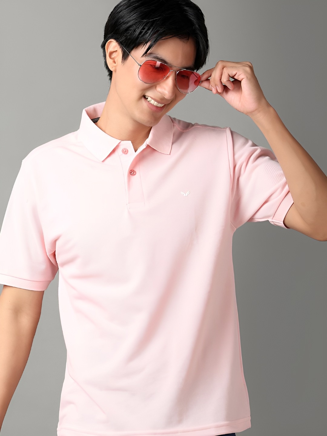 

V-Mart Men Solid Polo Collar Cotton T-shirt, Pink