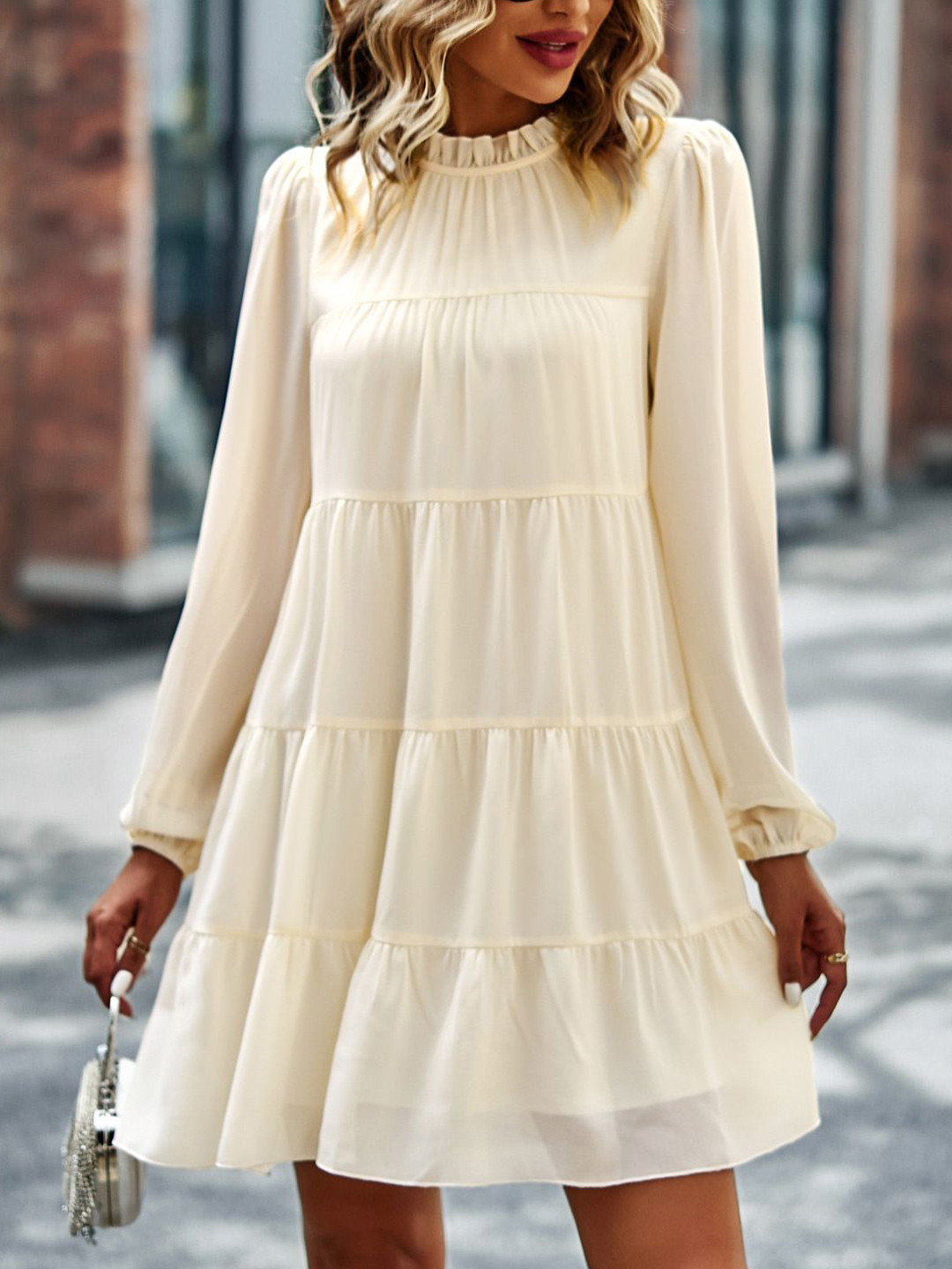 

StyleCast Women Solid A-Line Mini Dress, Off white