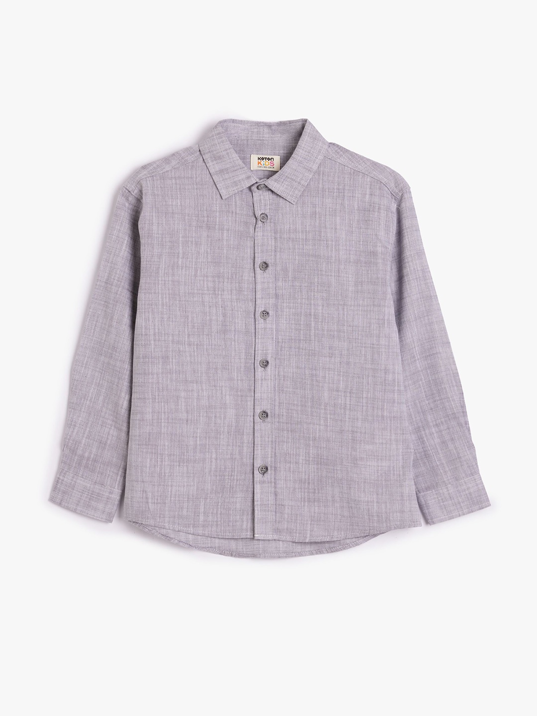 

Koton Boys Cutaway Collar Solid Cotton Casual Shirt, Grey