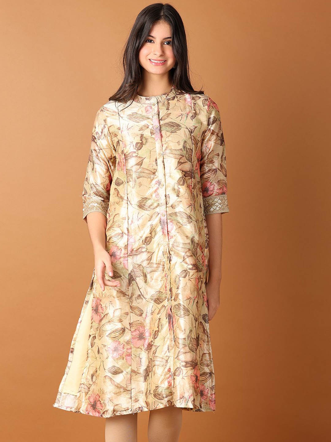 

V-Mart Women Printed Kurta, Beige
