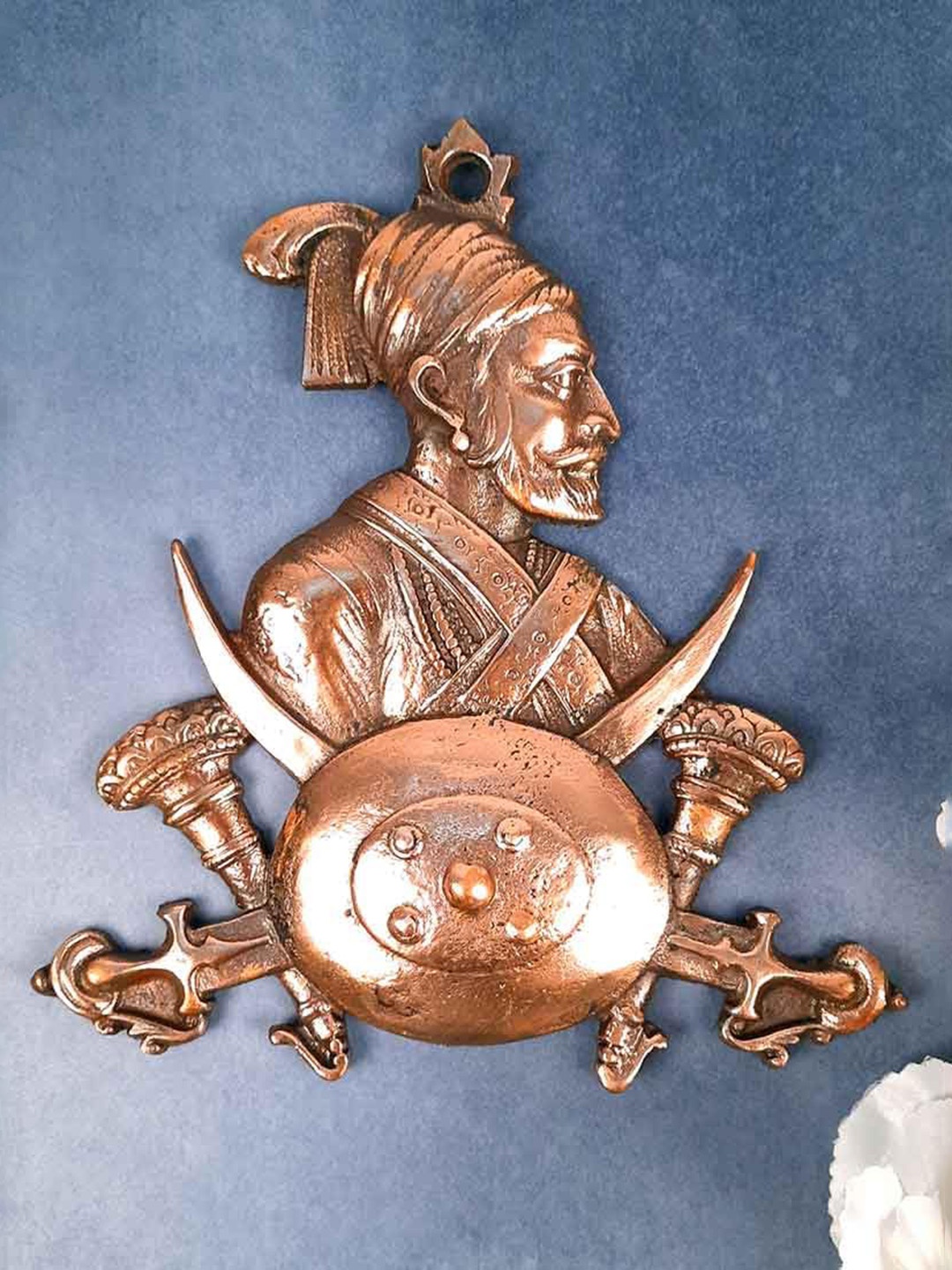 

apka mart Brown Textured Metal Shivaji Maharaj Design Wall Decor