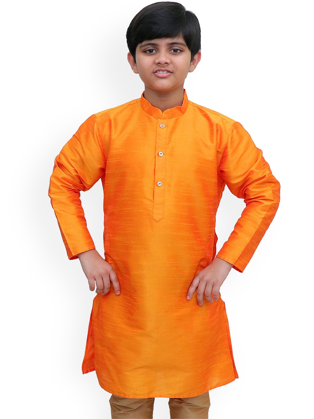 

BAESD Boys Mandarin Collar Long Sleeves Kurta, Orange