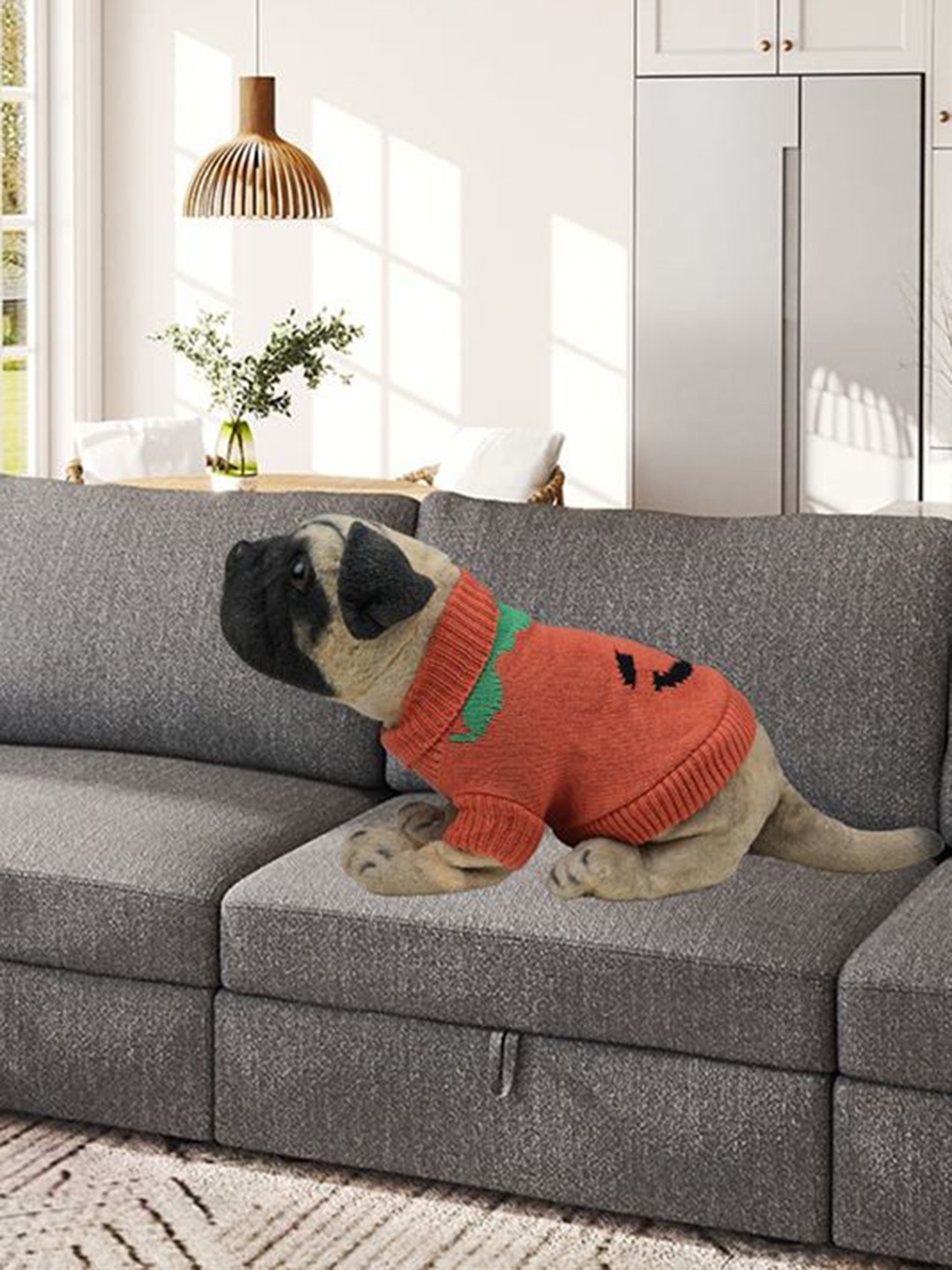 

Lulala Turtle Neck Self Design Dog Sweater, Orange