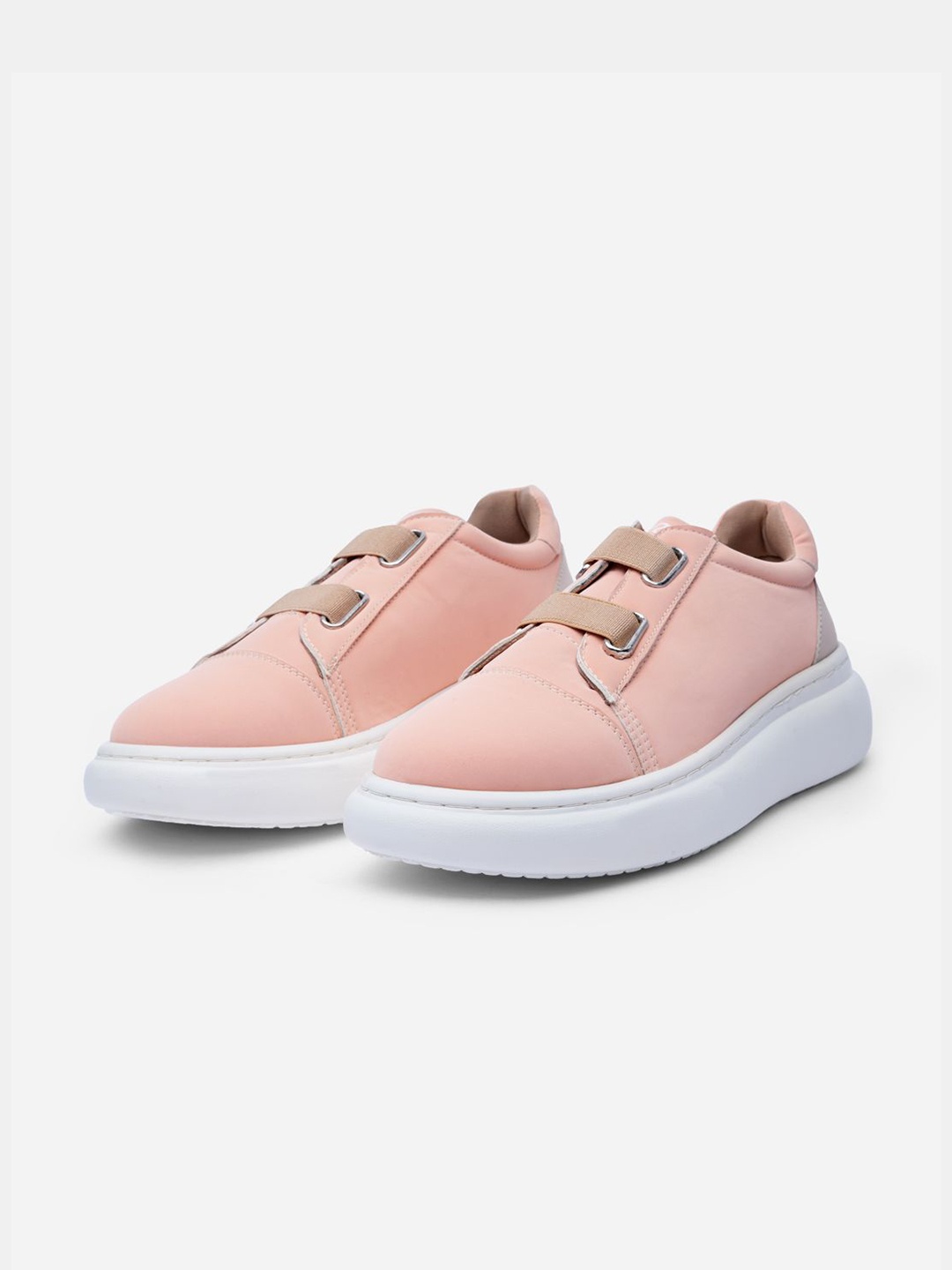 

Solethreads Women PU Solid Round Toe Slip-on Sneakers, Pink